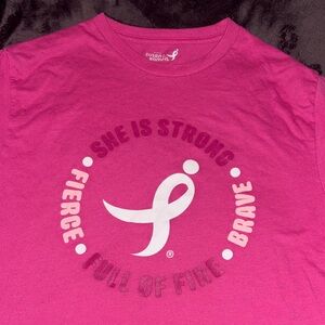 Breast Cancer Awareness Bold Pink Tee with Brave Graphic